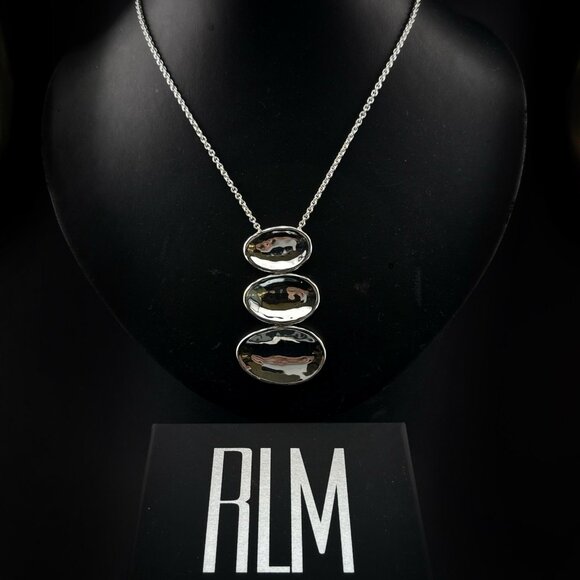 Robert Lee Morris RLM Necklace Modernist White Bronze Oval Pendant Bold QVC - Picture 1 of 11